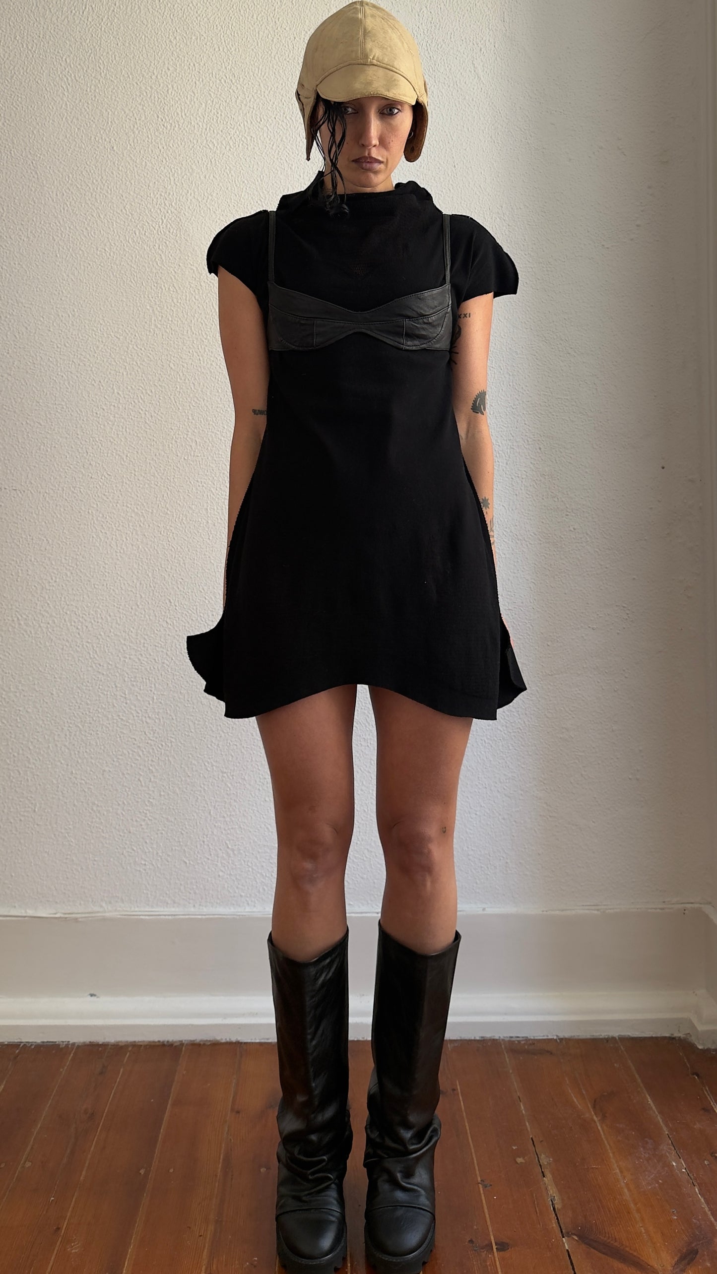 RARE EARLY 2000S ISSEY MIYAKE APOC ARCHITECTURAL MINI DRESS / UK 8-12