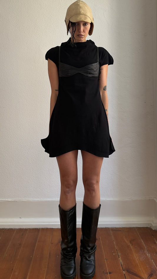RARE EARLY 2000S ISSEY MIYAKE APOC ARCHITECTURAL MINI DRESS / UK 8-12