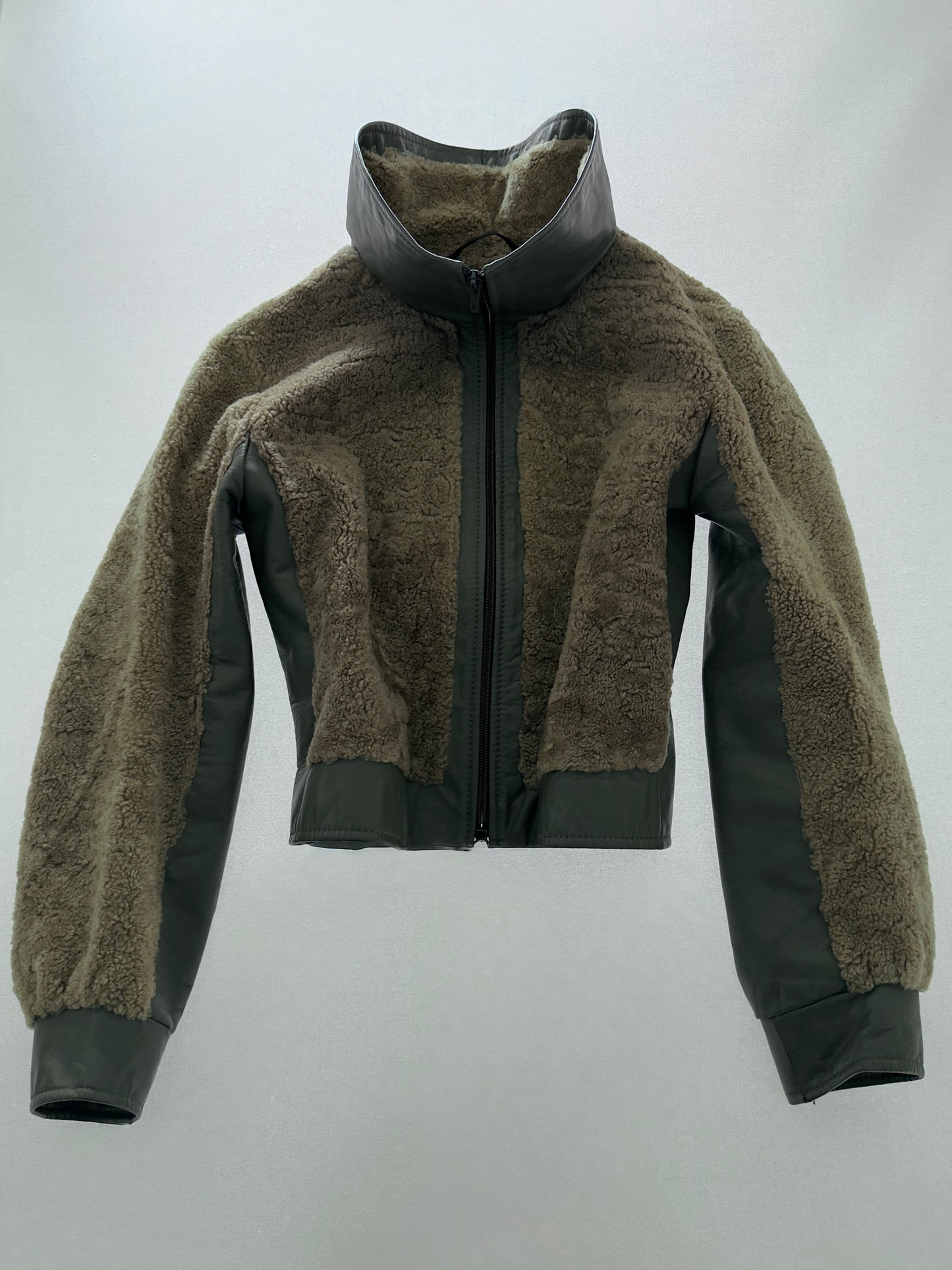 RARE LATE 70S SHEEPSKIN AND LEATHER CONTRAST JACKET / UK 6-10