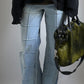 RARE 70S WINDOWPANE DENIM FLARES / UK 10-12
