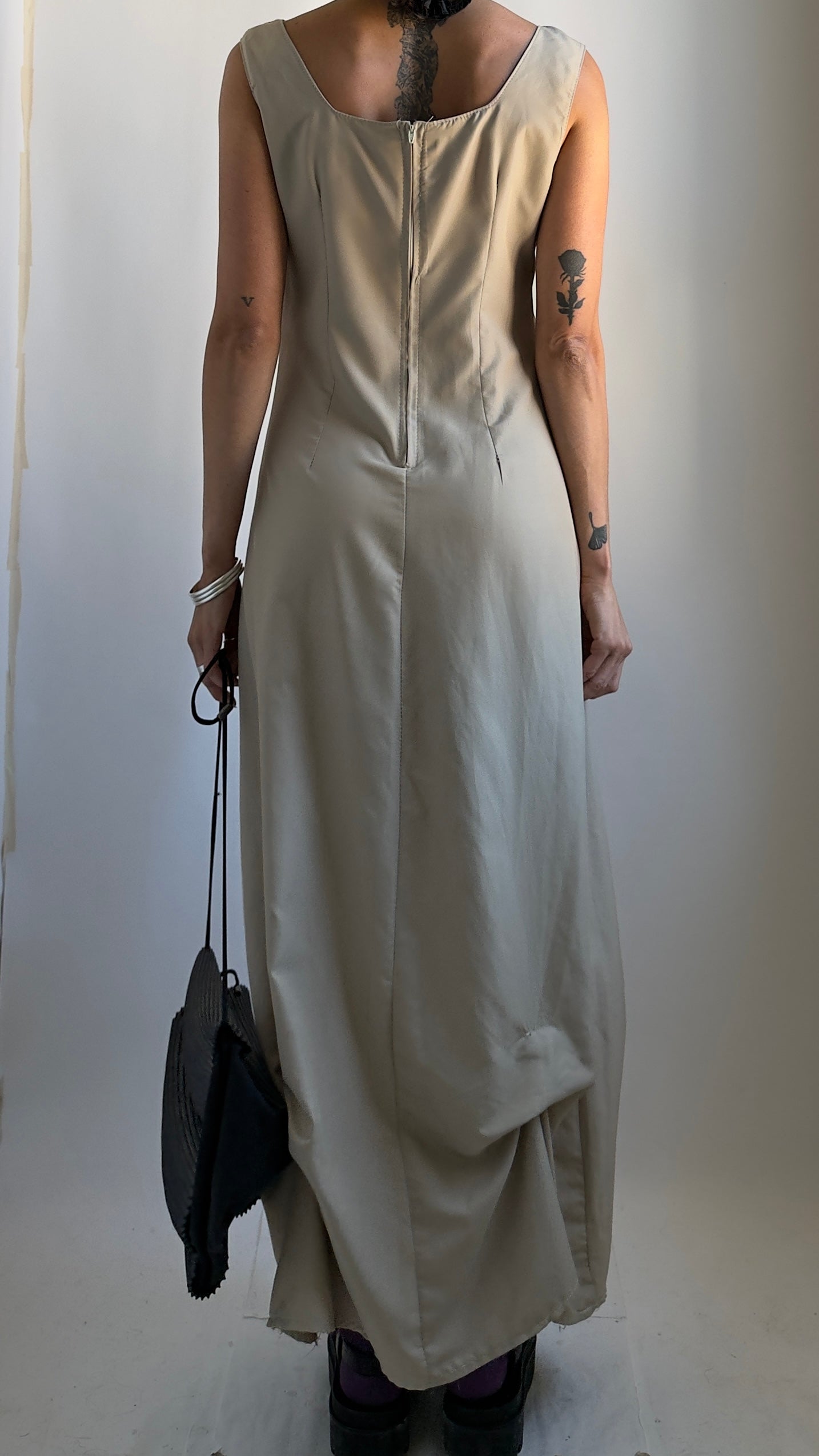 90S FRENCH DRESS WITH GATHERED DETAILS / UK 8