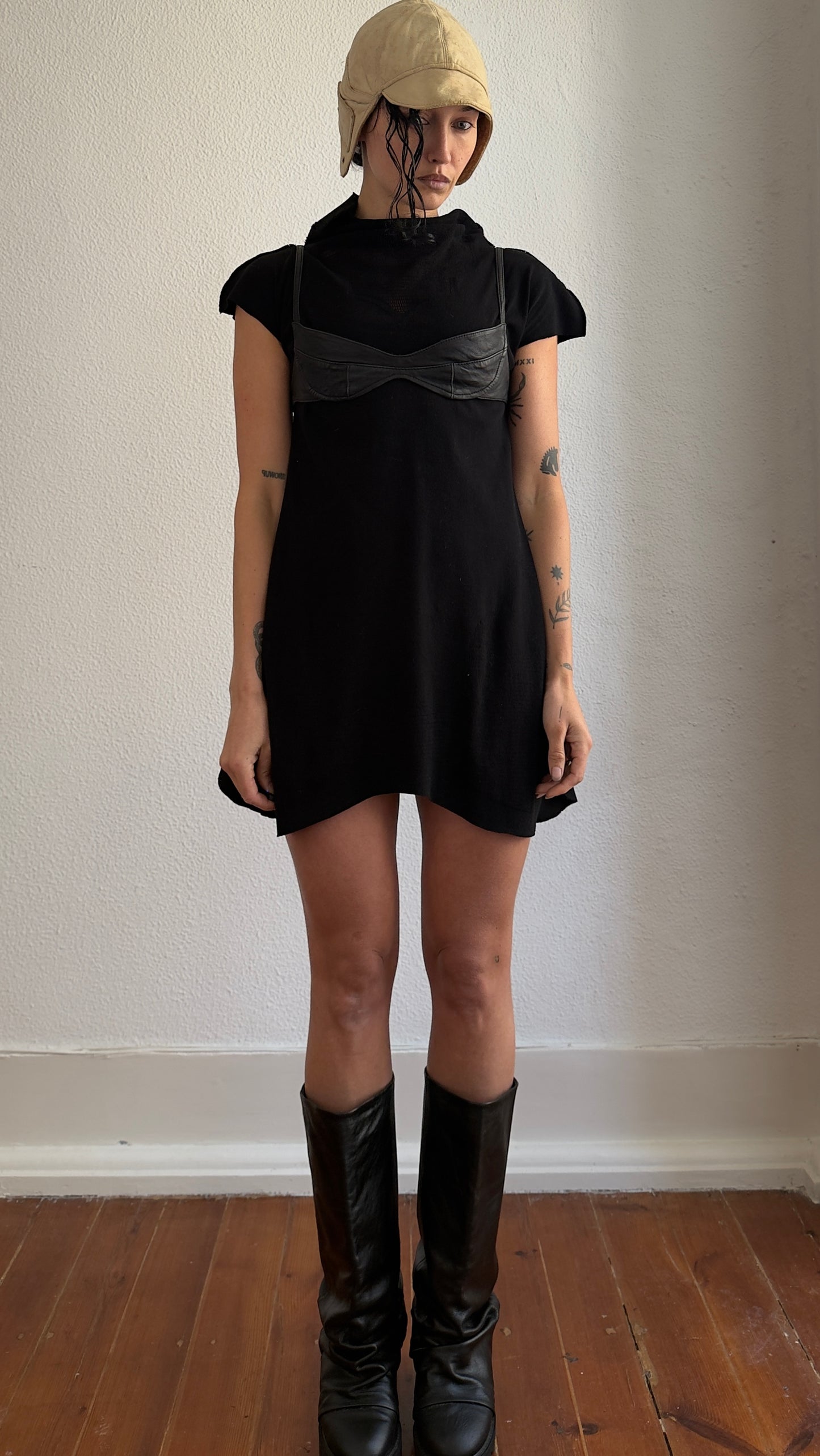 RARE EARLY 2000S ISSEY MIYAKE APOC ARCHITECTURAL MINI DRESS / UK 8-12