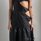 90S ASYMMETRICAL LEATHER CUT OUT DRESS / UK 6