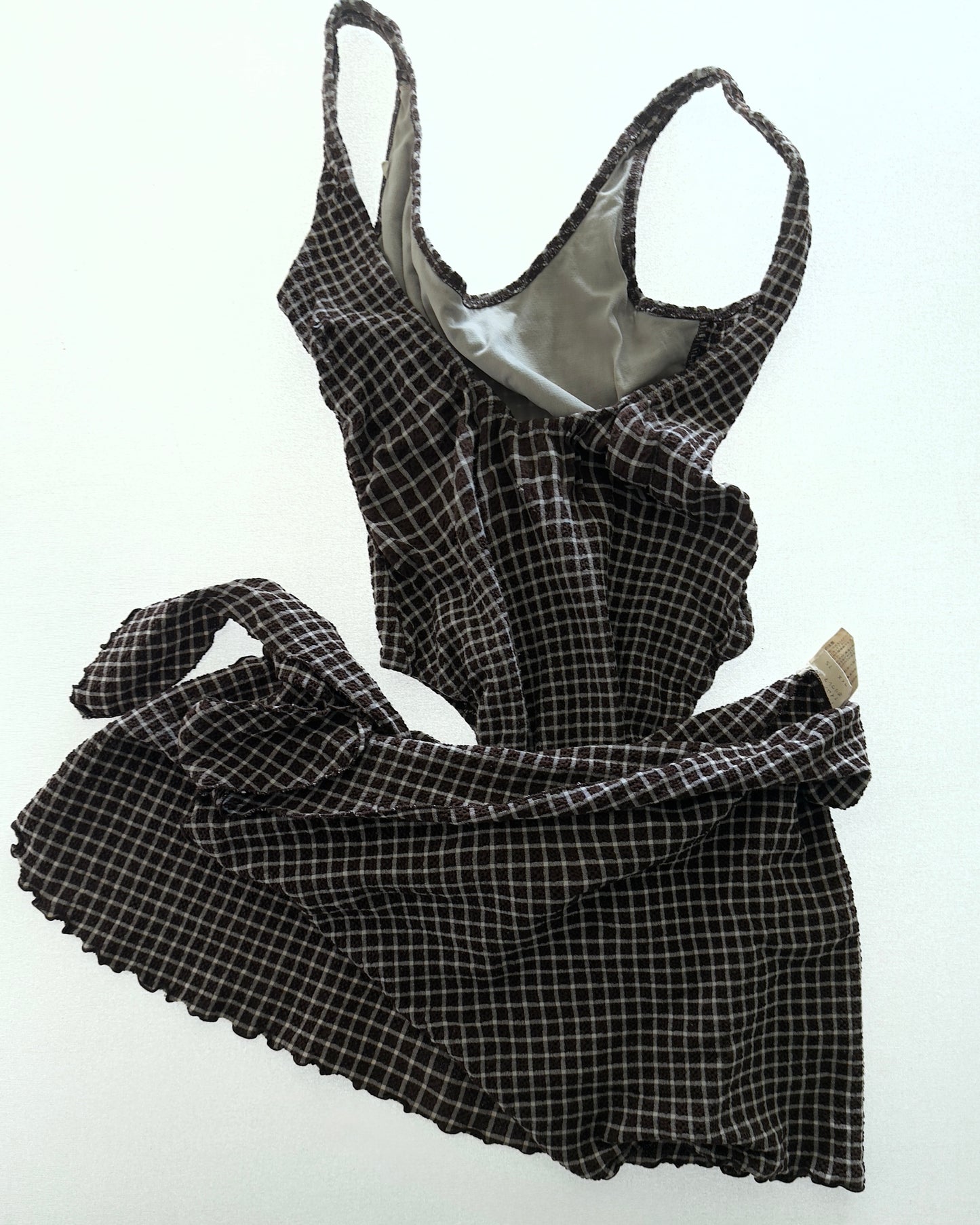 70S TWO PIECE WRAP SWIMSUIT DRESS / UK 6