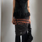70S BLACK SUEDE MONGOLIAN VEST / UK 8-10