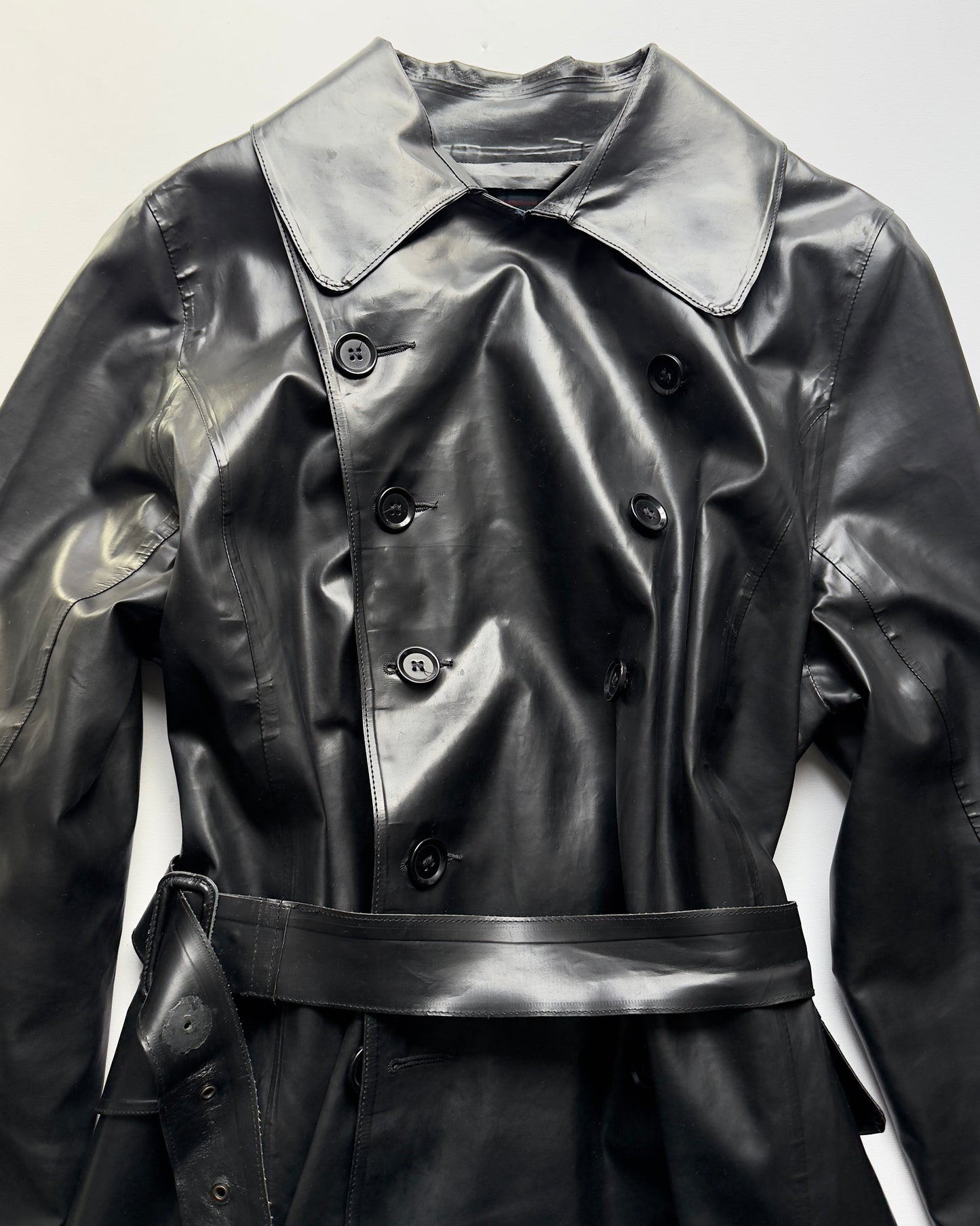 ULTRA RARE 70S OVERSIZED PVC TRENCH COAT / UK 12-16