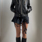 RARE 60S LEATHER JACKET WITH FAUX FUR COLLAR / UK 6-8