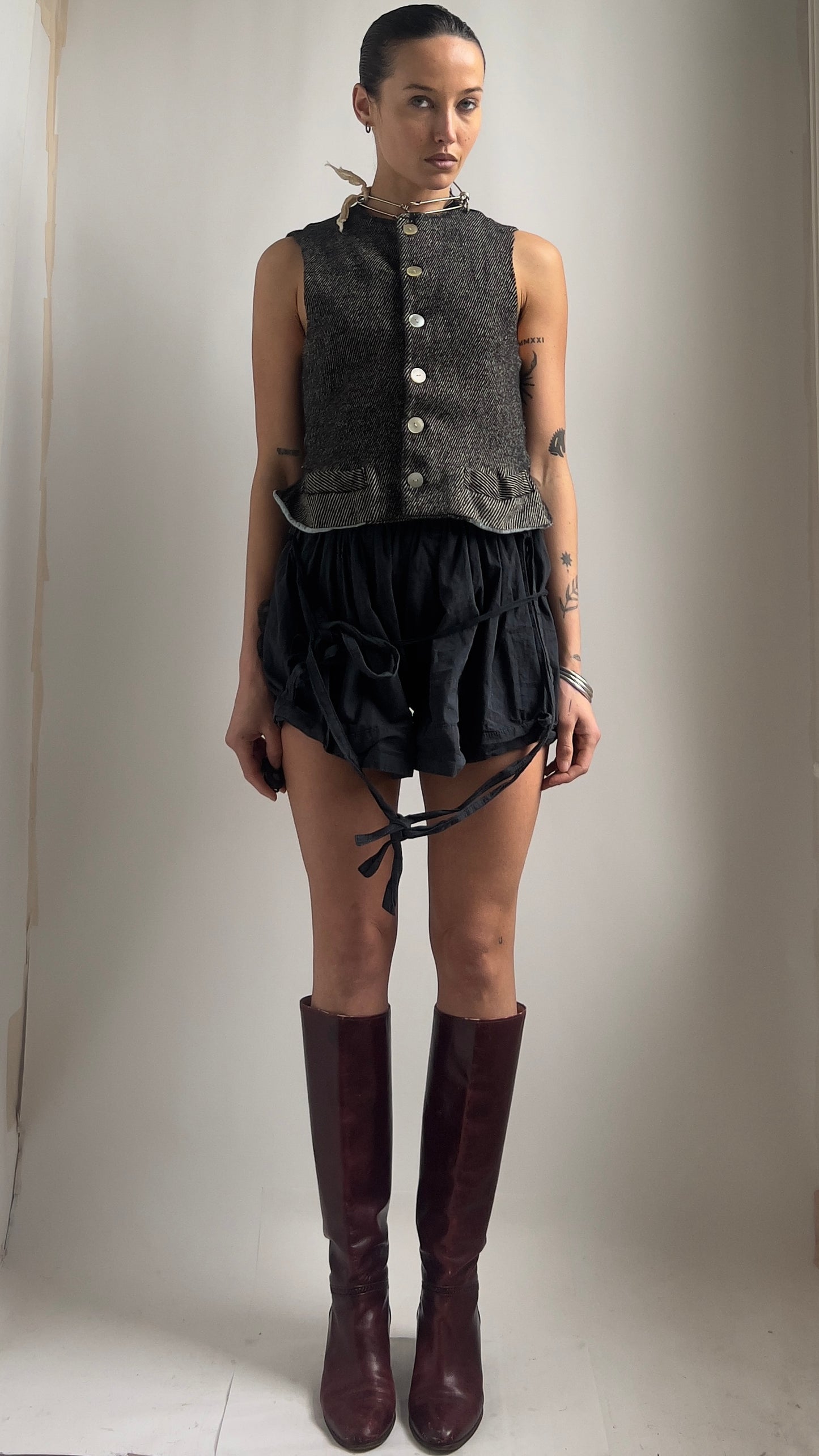 RARE 60S STRIPED WOOL WAISTCOAT / UK 6-8