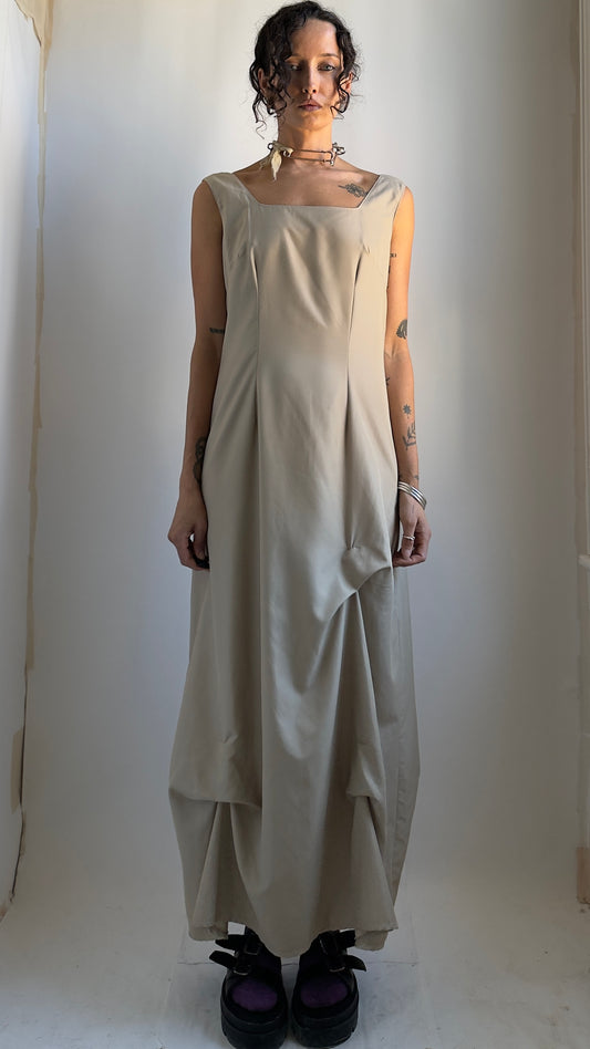 90S FRENCH DRESS WITH GATHERED DETAILS / UK 8