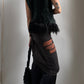 70S BLACK SUEDE MONGOLIAN VEST / UK 8-10