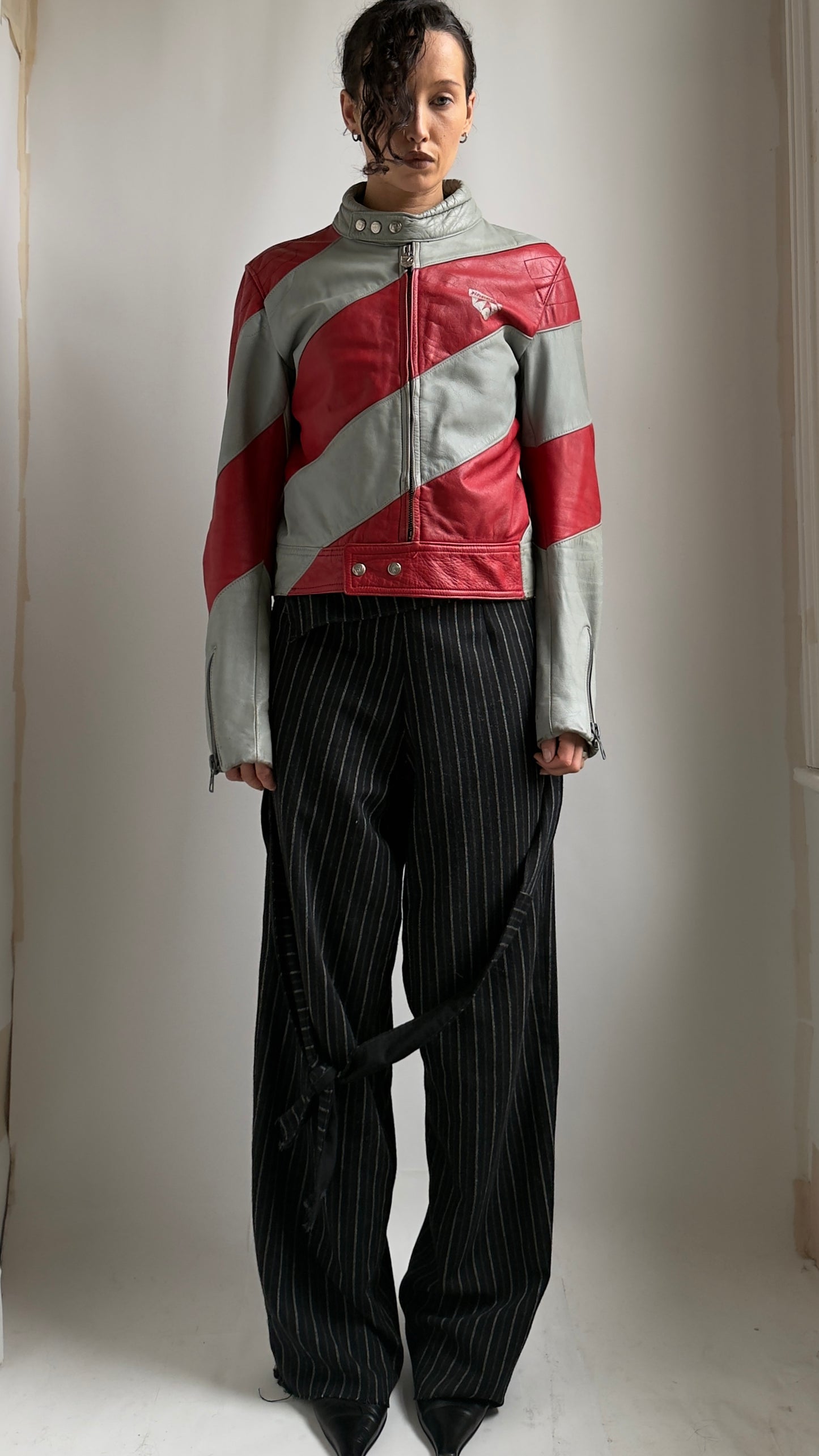 RARE 70S LEATHER RACING JACKET / UK 6-10