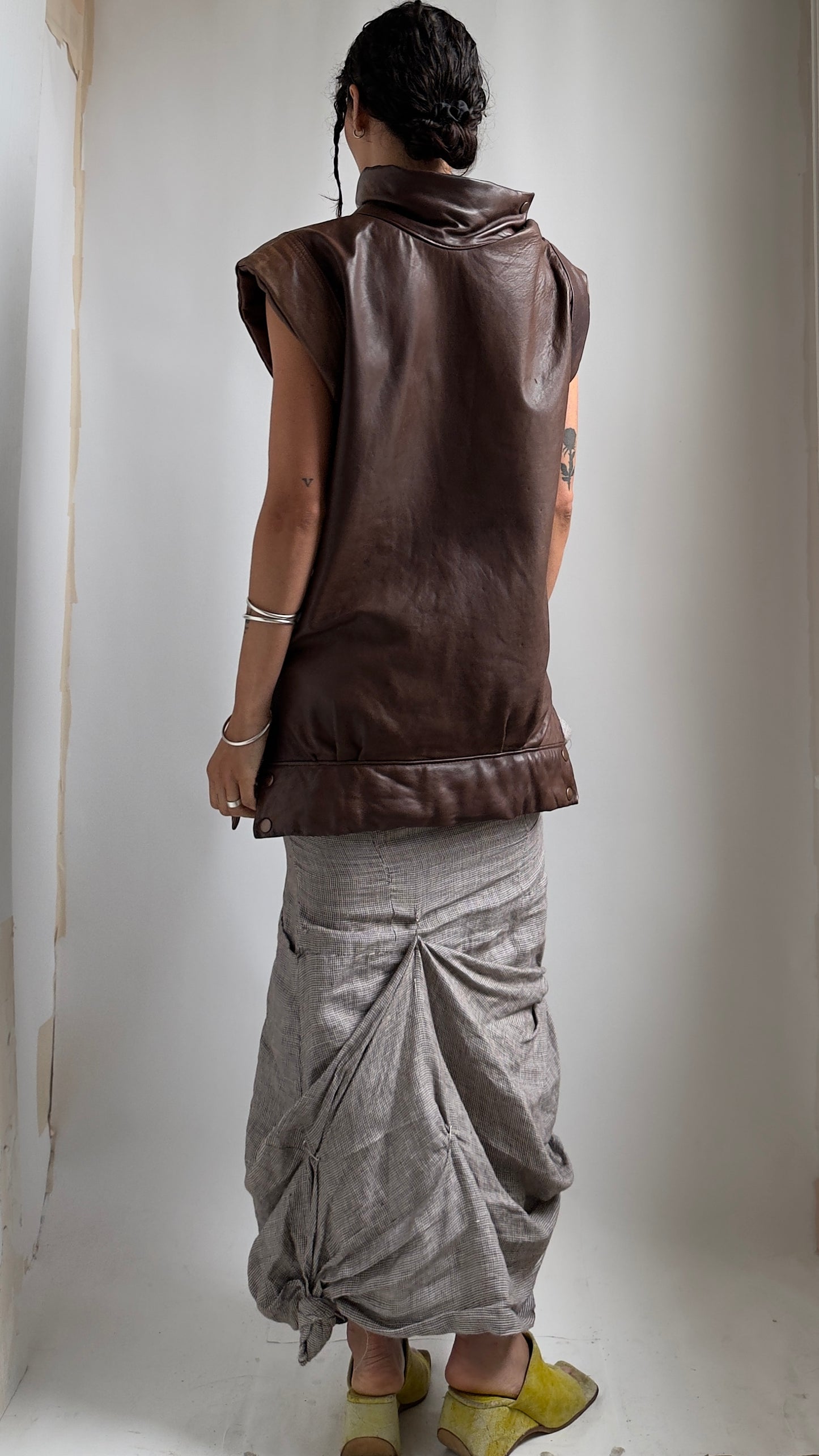 RARE 90S SUPER SOFT LEATHER OVERSIZED VEST / UK 6-10