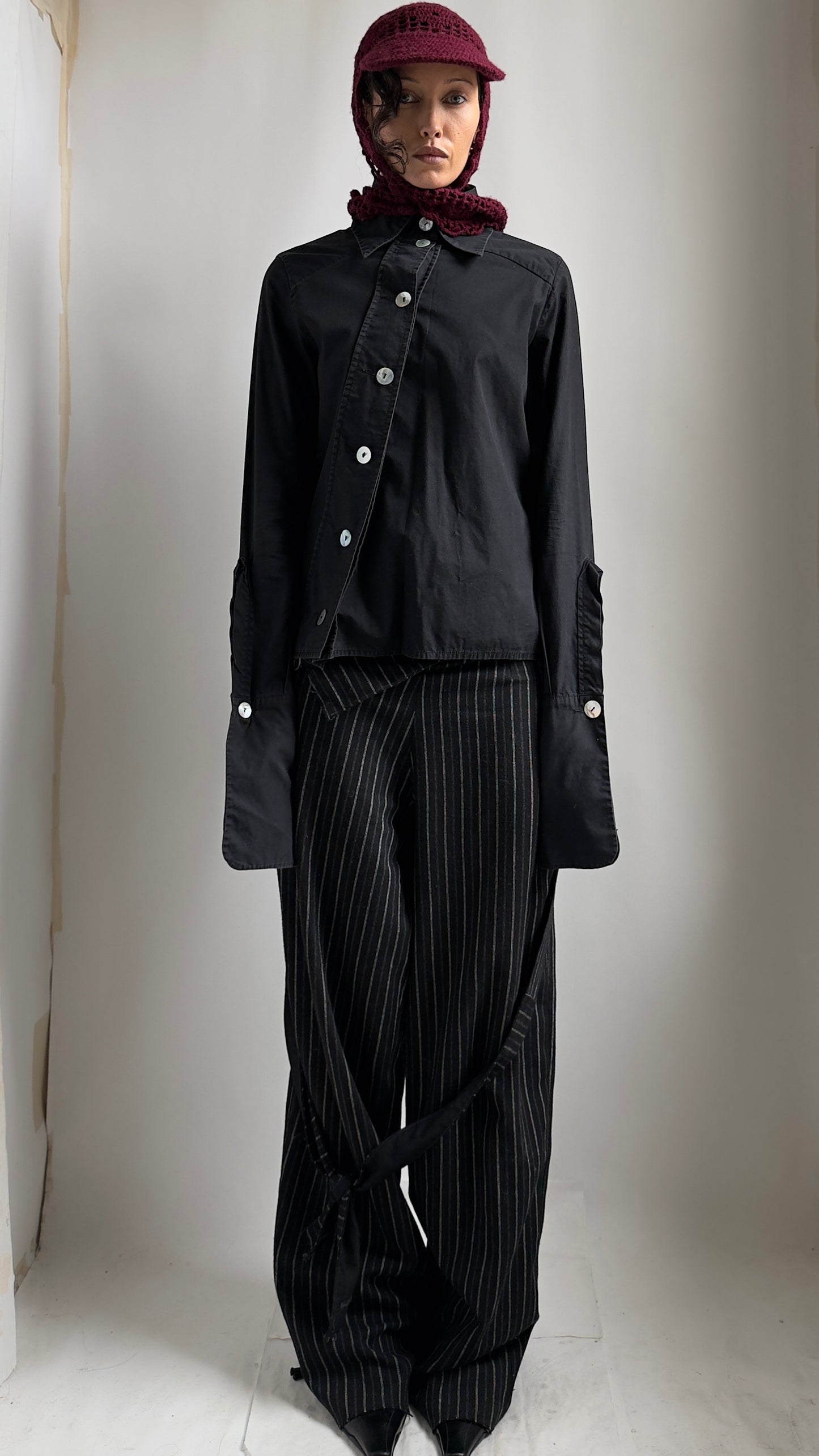 RARE 90S PASCAL HUMBERT ASYMMETRIC BUTTON SHIRT / UK 6-8