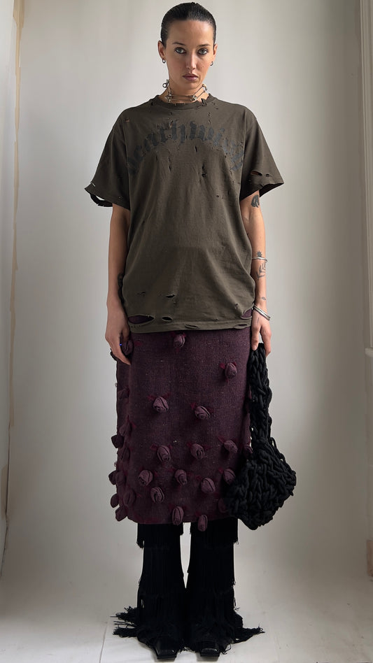 90S 3D FLOWER MIDI SKIRT / W/ H; 30" / UK 8-12