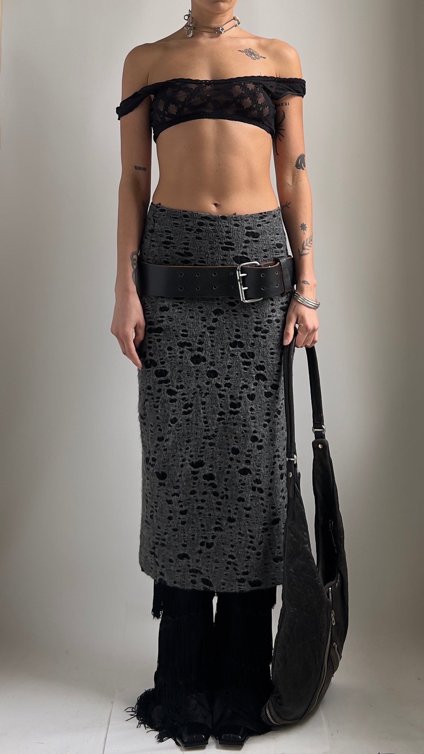 90S LAYERED SPIDER WEB SKIRT / W/ H; 28-30"