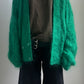 80S GREEN MOHAIR CARDIGAN / UK 6-10
