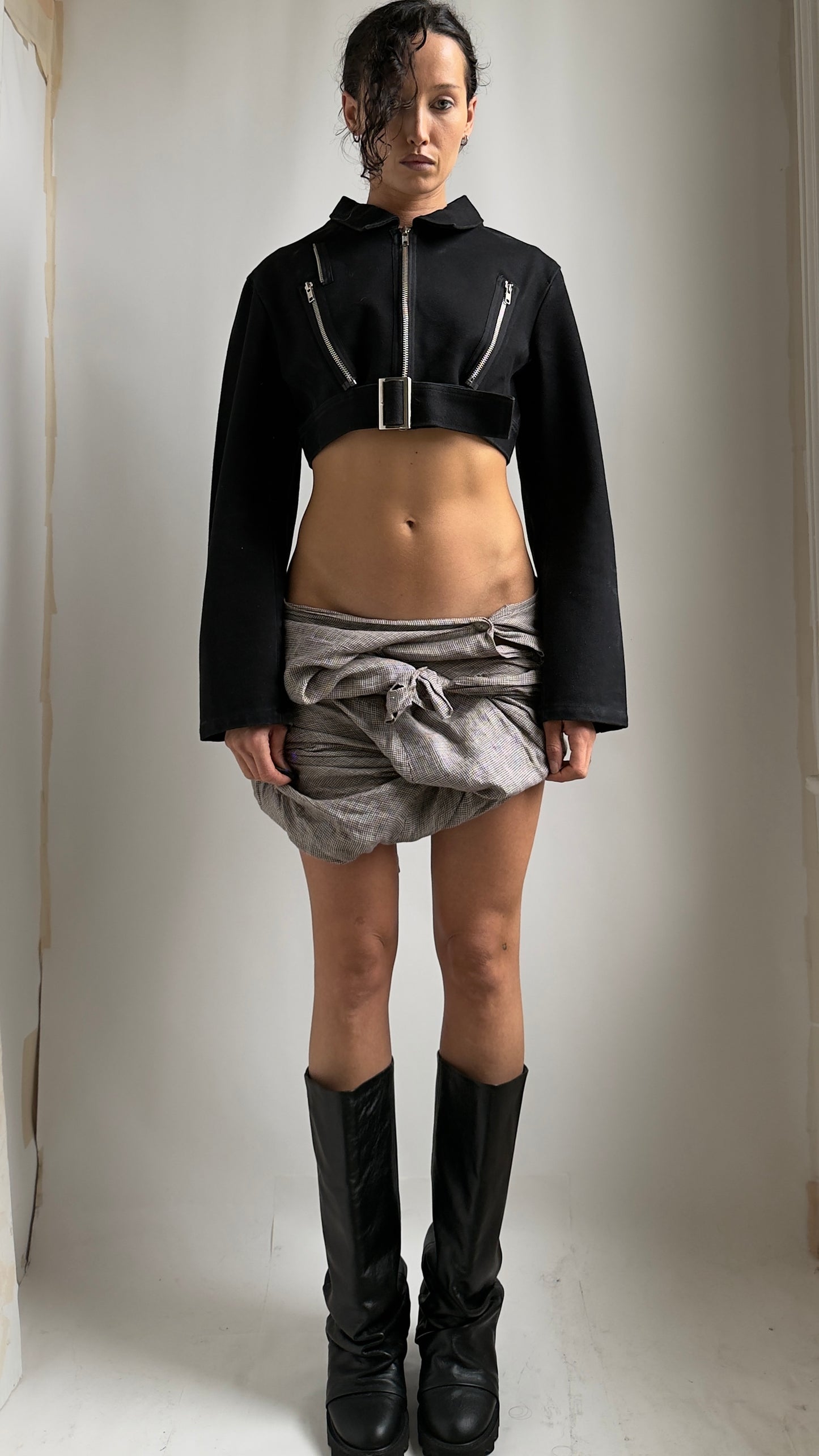 RARE S/S 94 YOHJI YAMAMOTO CROPPED FUNCTIONAL ZIP JACKET / UK 6-10