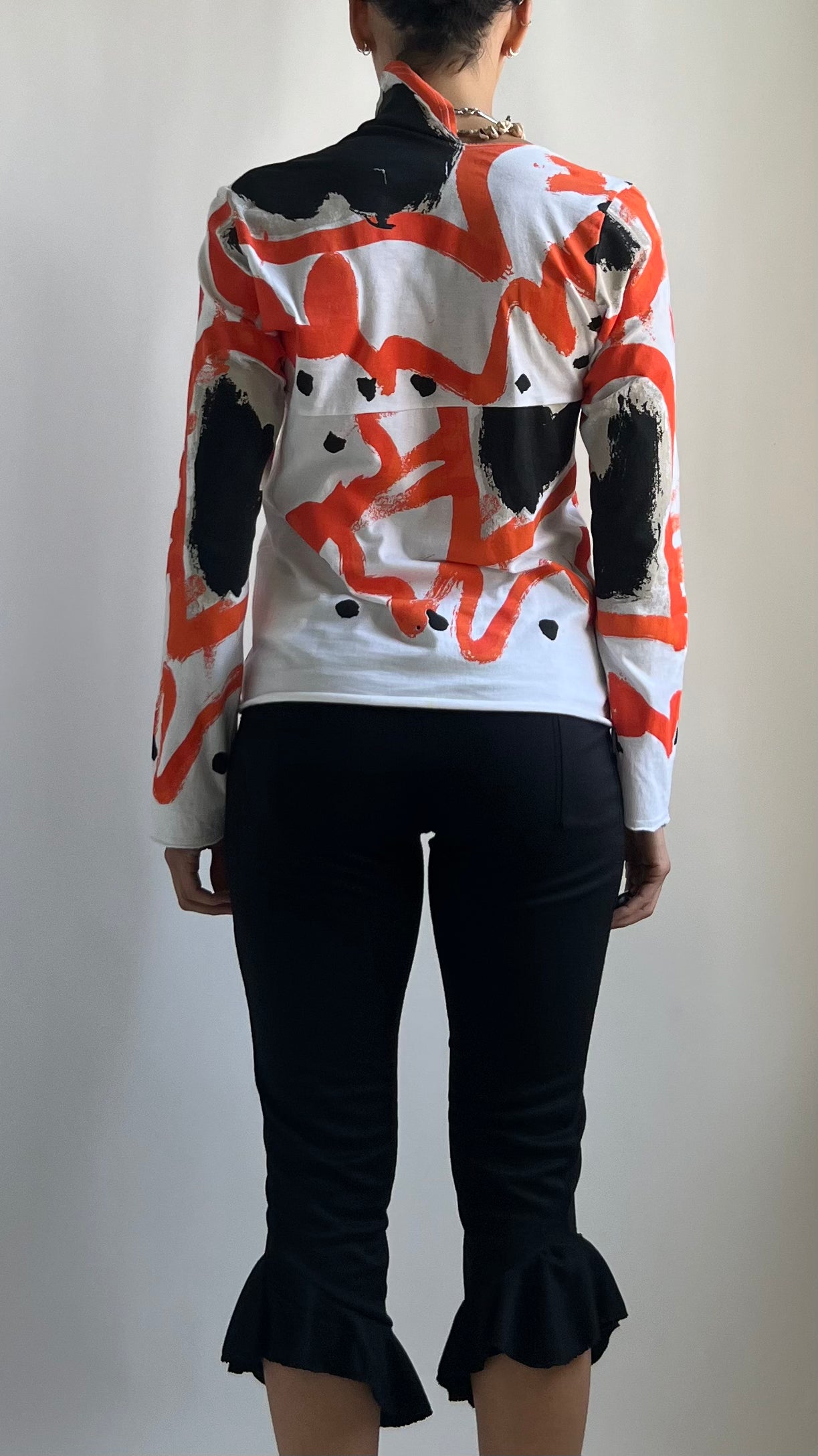 EARLY 2000S COMME DES GARÇONS PAINT TOP WITH HEART SHAPED NECKLINE / UK 6-10